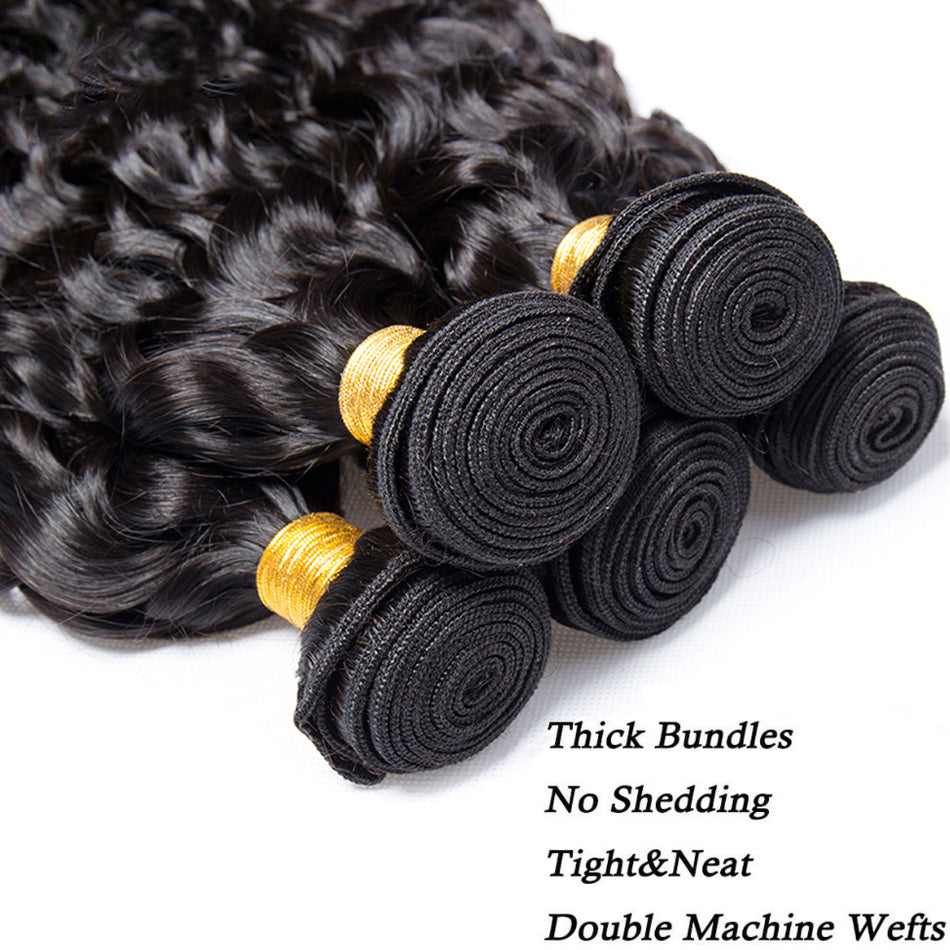 Water Wave Bundles 12A Brazilian Human Hair Weave 1/3/4PCS Deep Kinky