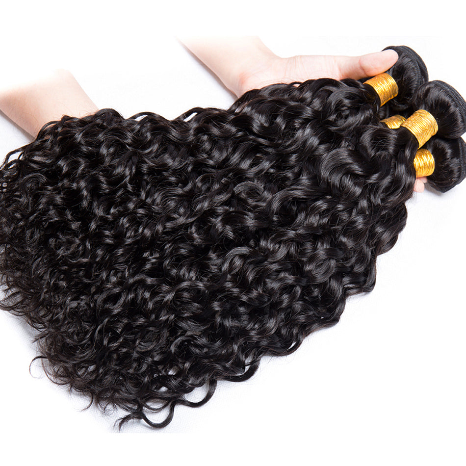 Water Wave Bundles 12A Brazilian Human Hair Weave 1/3/4PCS Deep Kinky